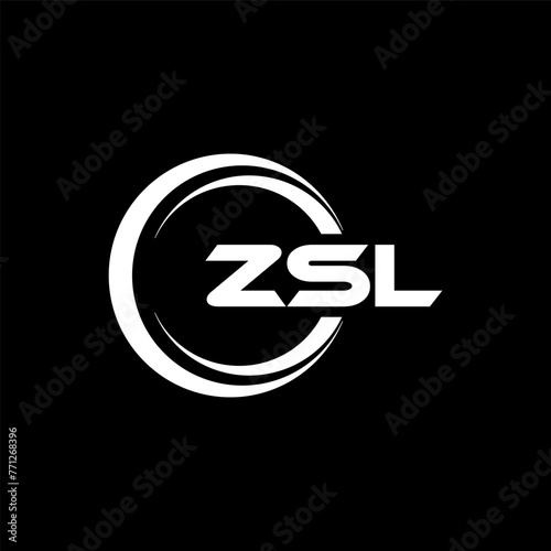 ZSL letter logo design with black background in illustrator, cube logo, vector logo, modern alphabet font overlap style. calligraphy designs for logo, Poster, Invitation, etc. photo