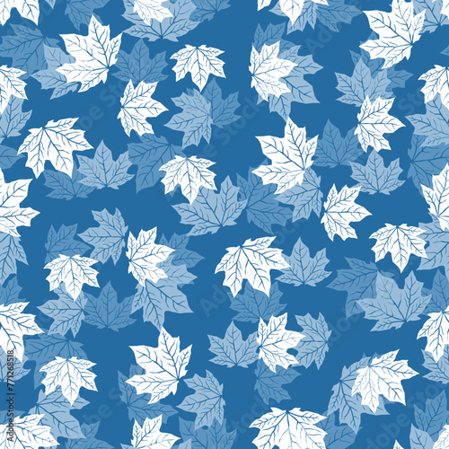 pattern leaf maple on deep water blue icecold