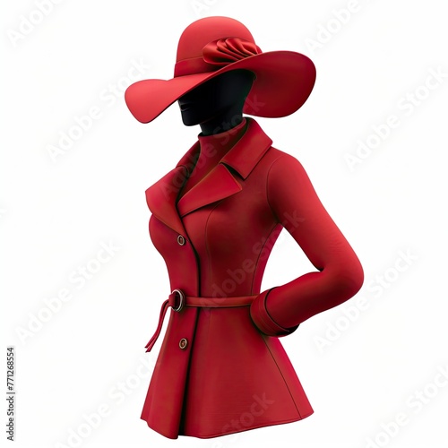3d dark red woman clothes icon illustration isolated on white background
