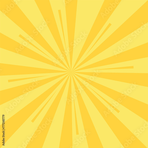Orange rays texture background, Sunburst Ra Radial. Summer retro sun rays yellow background, Banner. Vector Illustration