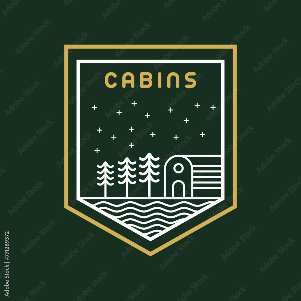 Outdoor Cabin Monoline Simple Badge Logo
