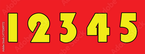 Design a set of numbers 1-5 in a simple style, bright colors, suitable for design work. or publication
