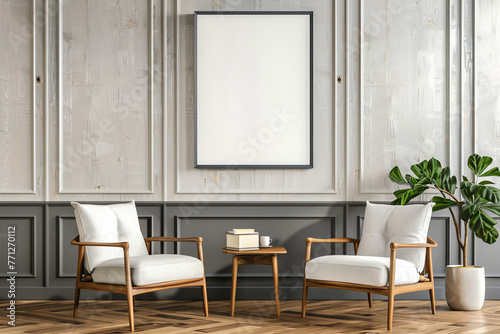 Office design Minimalist Office armchair with a desk near paneling wall in Smart Homes.