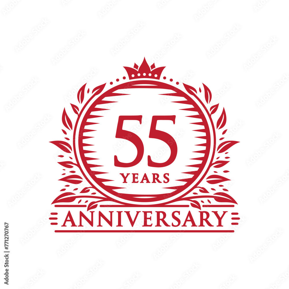 Fototapeta premium 55 years celebrating anniversary design template. 55th anniversary logo. Vector and illustration.