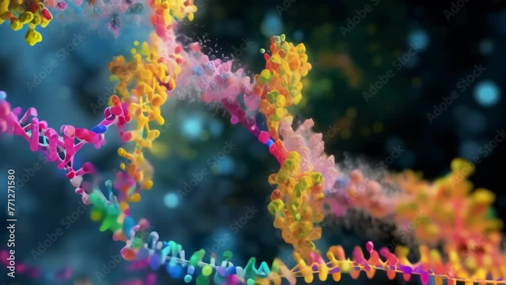 An electron microscope image of the DNA replication process with ...