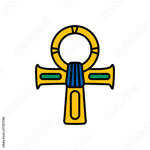Egyptian cross hieroglyph and symbol, cross Ankh icon