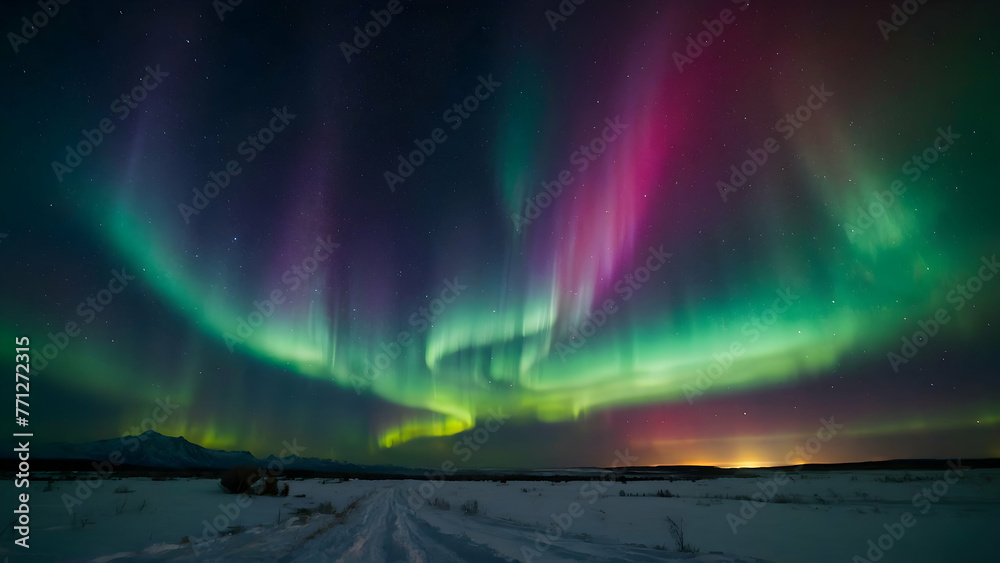 amazing aurora with fantastic colors