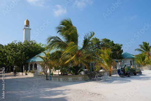 The local mosque at local village Ukulhas. Ukulhas, one of the inhabited islands of Alif Alif Atoll.