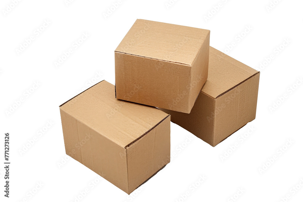 Boxes parcels or cardboard from various side for packaging isolated on transparent png background, open and close carton. Boxes parcels or cardboard from various side for packaging isolated on transparent png background, open and close carton.