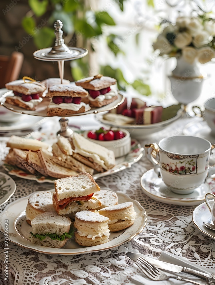 Lavish Afternoon Tea Gathering with Homemade Baked Treats and Elegant Presentation