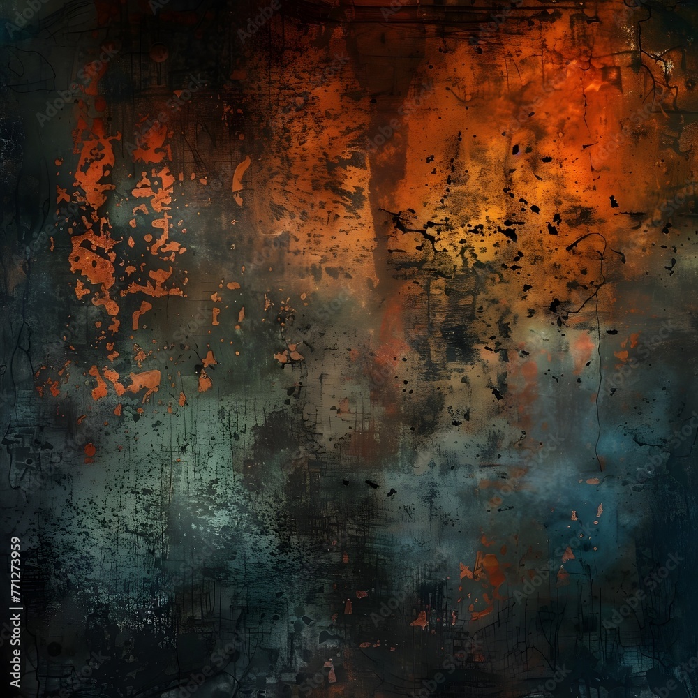 Moody Abstract Grunge Textured Background with Dramatic Weathered and Decaying Surface Patterns