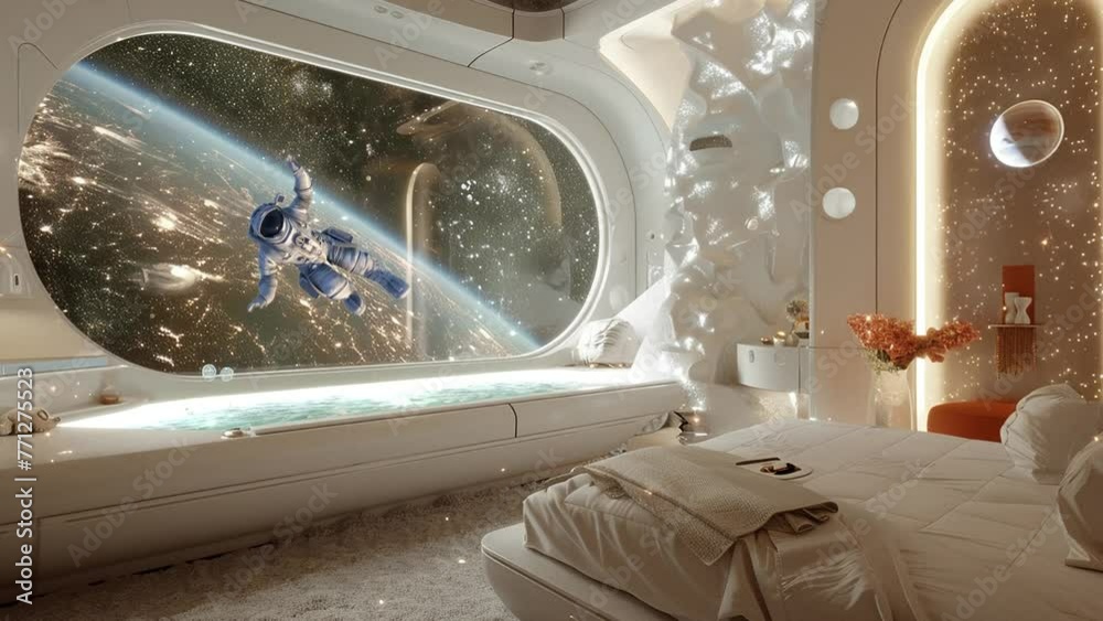 luxury spaceship design. stellar oasis indulge in opulence in a space station. seamless looping overlay 4k virtual video animation background luxury spaceship design. stellar oasis indulge in opulence in a space station. seamless looping overlay 4k virtual video animation background
