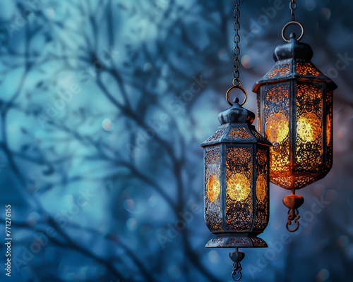 Fototapeta Ramadan Lantern decoration background 3d rendering