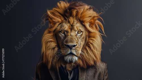 Portrait of a lion with a stylish haircut