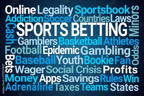 Sports Betting Word Cloud on Blue Background