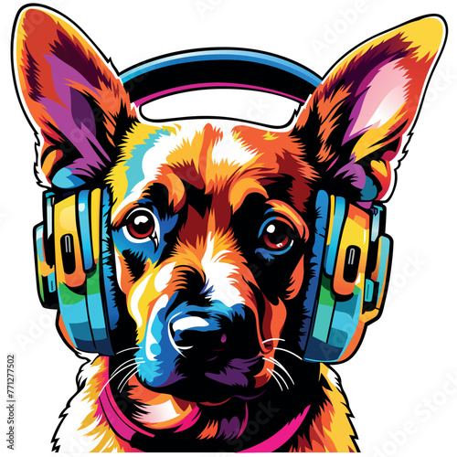 Portrait of a Colorful Dog ...
