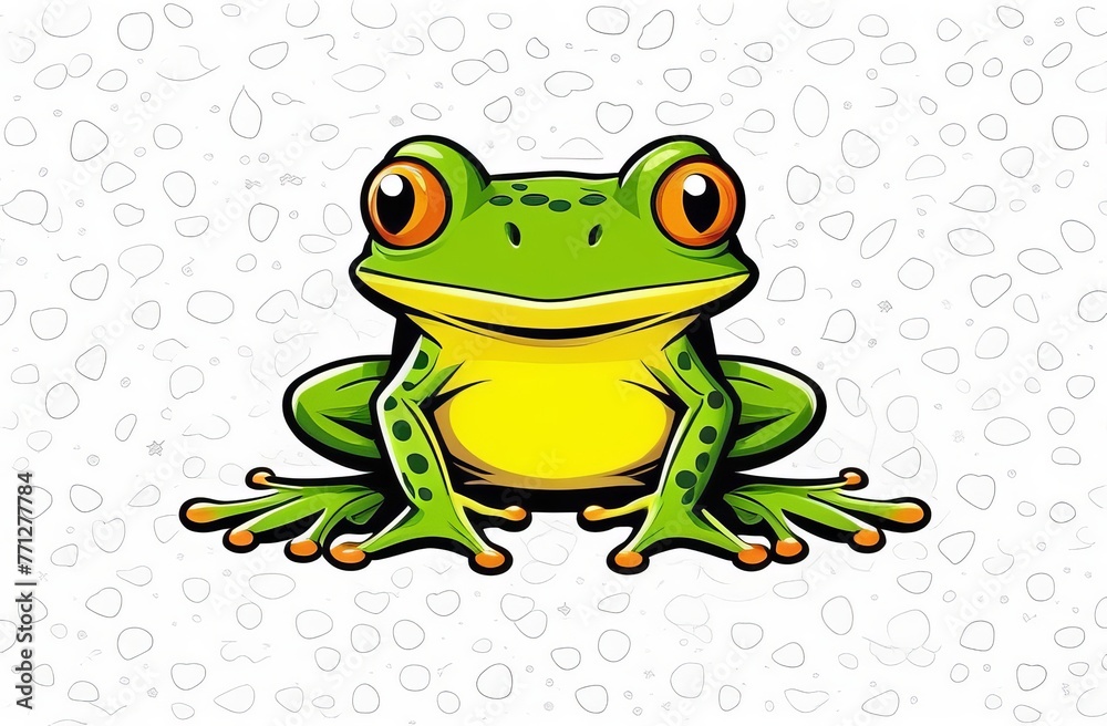 An cute green cartoon frog with a friendly smile An cute green cartoon frog with a friendly smile