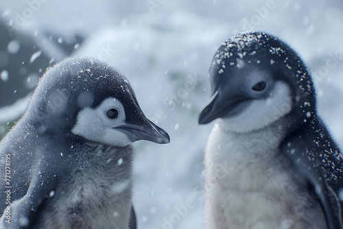 two baby bluewinged penguins are looking at each othe d70b2715-1d2e-47bb-b294-2056be500c44 2