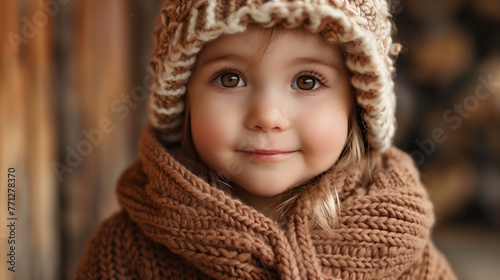 Little girl in knitted hat, portrait, childhood, small, baby