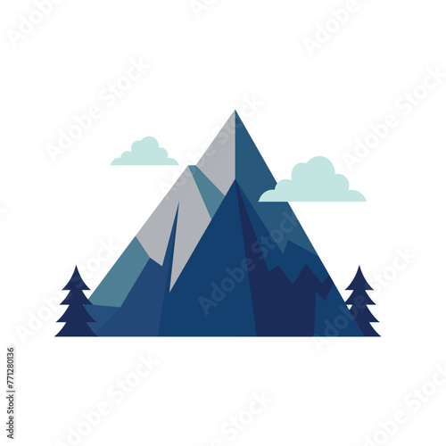 Mountain flat vector illustration, natural landscape in geometric style
