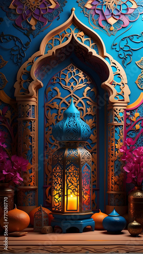 lantern background with stunning ornaments and decorations