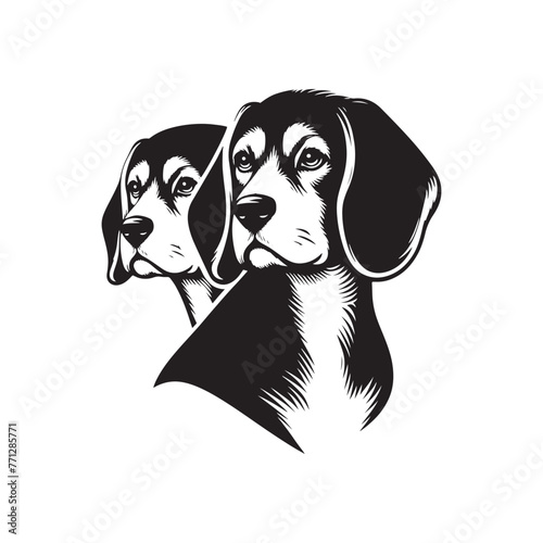 Vector Silhouette Illustration of a Beagle Dog - Perfect for Pet Lovers and Designers- Beagle Black Vector Stock.