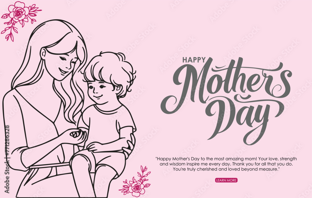 Happy mothers day celebration post with mother and child Happy mothers day celebration post with mother and child