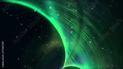 Green glowing lights lines animation background 