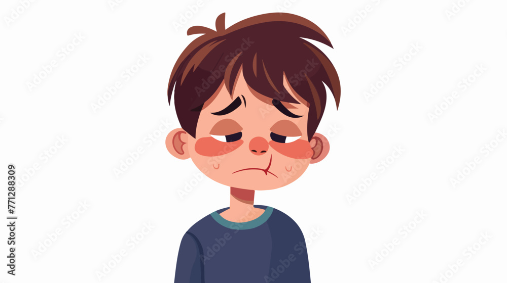Cartoon Young boy crying Flat vector isolated on white