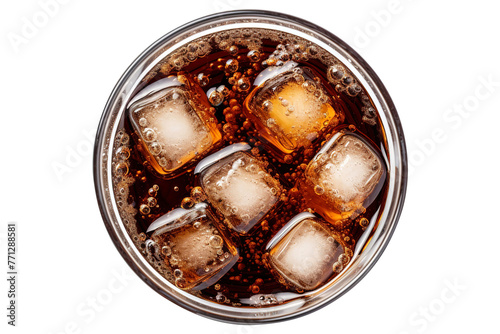 Glass of cola with ice isolated on transparent background Remove png, Clipping Path, pen tool photo