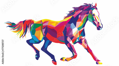Colorful horse Flat vector isolated on white background