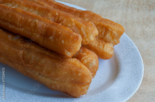 Close up of cakoi on white plate. Asian food concept photo