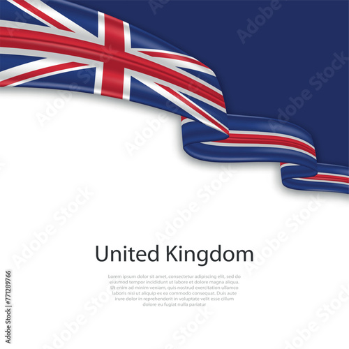 Waving ribbon with flag of United Kingdom