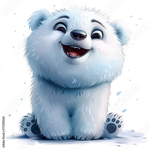 Cute Funny Cartoon Polar Bear, Illustration for Children Book, Generative AI