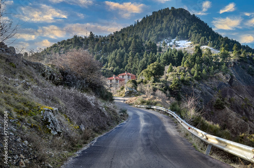 country road to a mountain village in Greece.