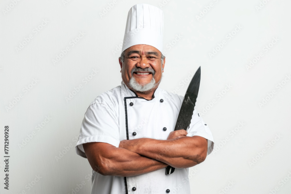 Cheerful Latino Chef with Arms Crossed, Professional and Approachable Cheerful Latino Chef with Arms Crossed, Professional and Approachable