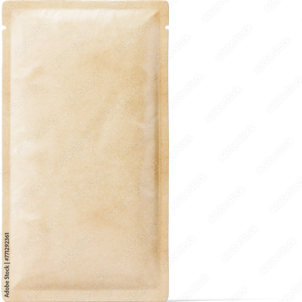 Kraft standing zipper pouch isolated on transparent background , can be used in a variety of industries, such as food and beverage, cosmetics, and electronics.
