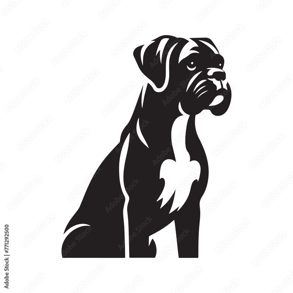 Obraz premium Boxer Dog Silhouette Captured in Modern Design for Pet Enthusiasts- boxer dog black vector- boxer vector stock.