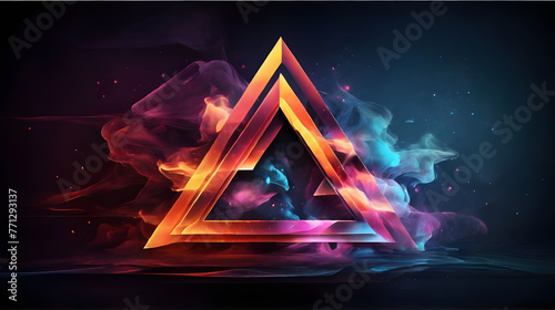 Neon colored foggy and smoky triangle design. 