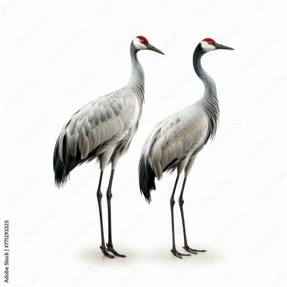 Cranes isolated on white background