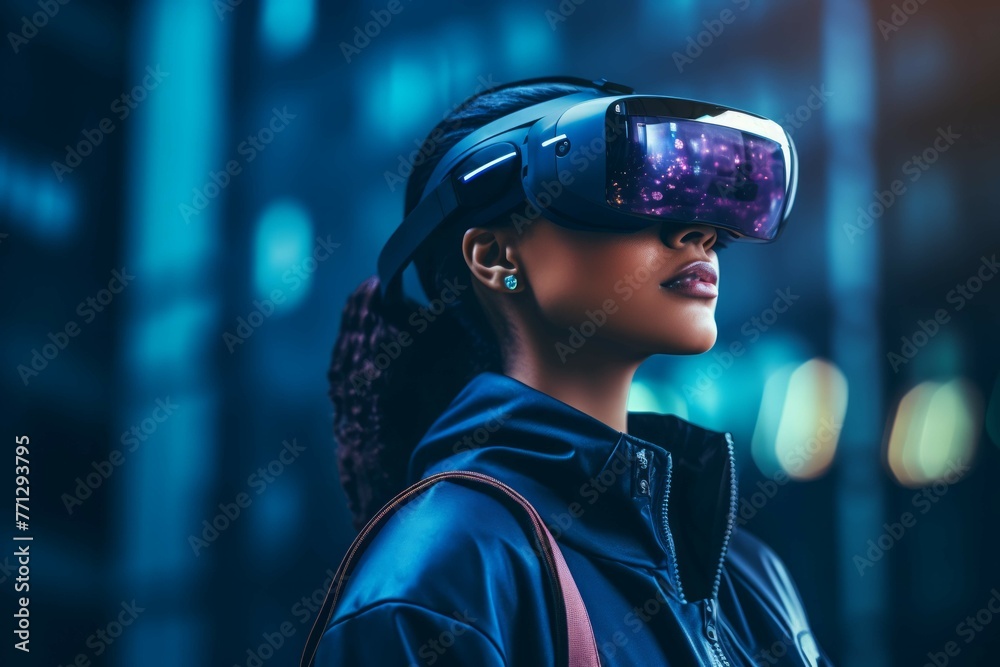 A person wearing a futuristic augmented reality headset