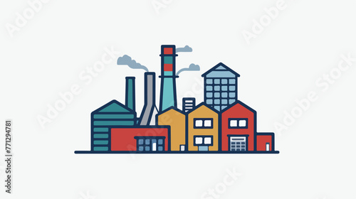 Factory industry single icon white isolated background