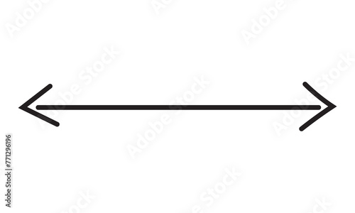 Curved line with two side arrow.Half circle line. Hand drawing of thickness, depth, point. Black double headed arrow icon.Contour image on white. Line circular design for any purposes. For conclusion.