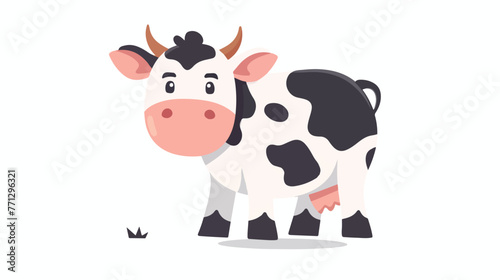 Fun cow Flat vector isolated on white background 