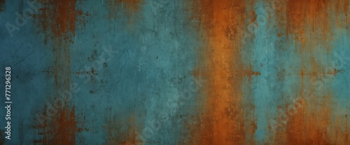 Rust orange to powder blue color gradient Rusty brown to slate gray color gradient wall texture grunge rough abstract with scratches and small cracks from Generative AI