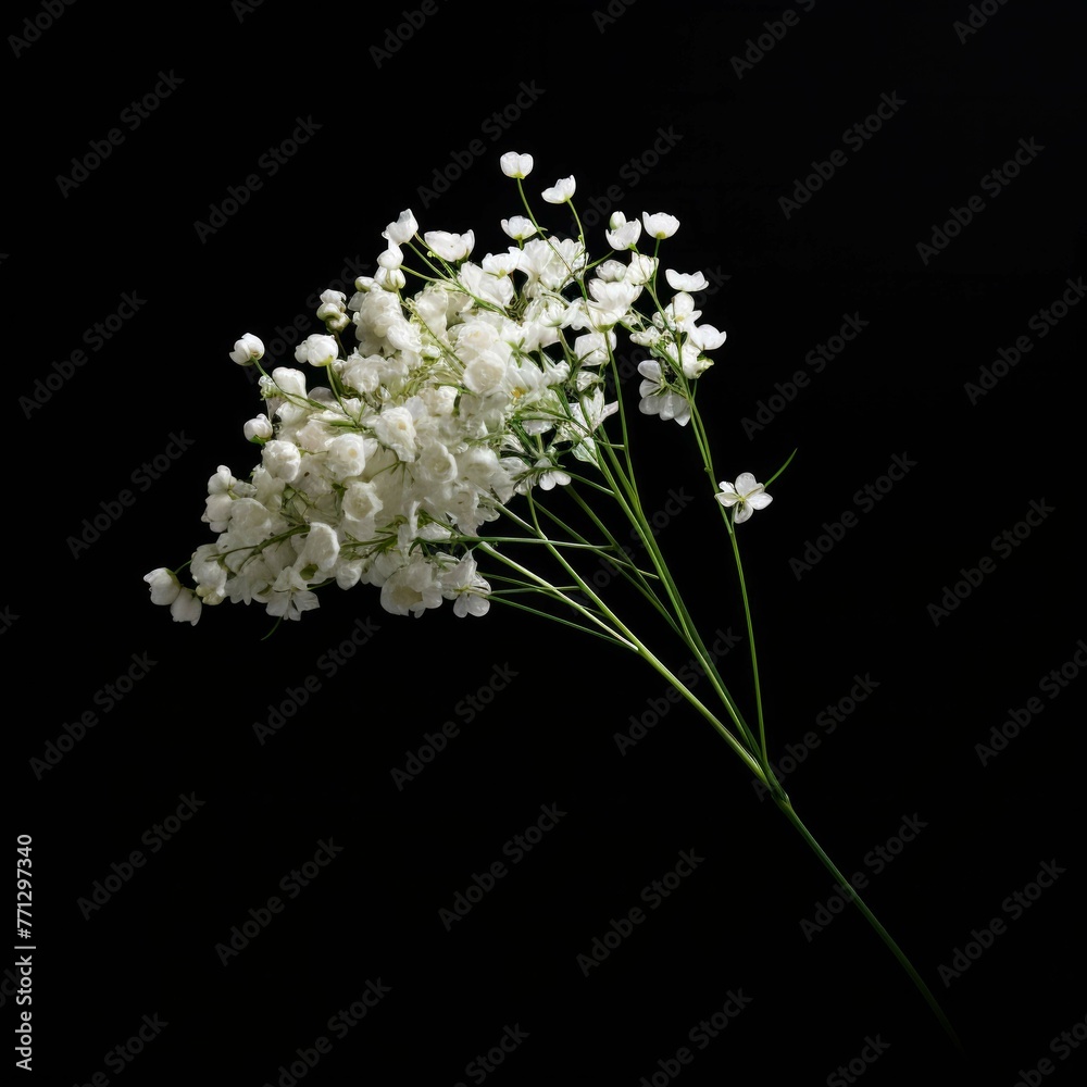 Baby's Breath Flower, isolated on black background