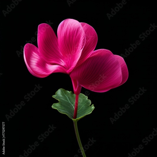 Cyclamen Flower, isolated on black background