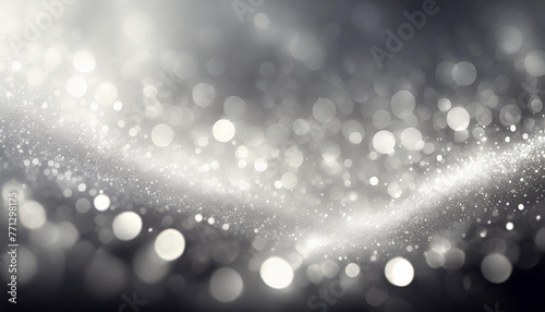 abstract backgrounf of glitter vintage lights . silver and white. de-focused. banner photo