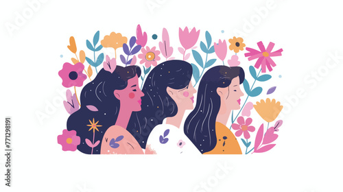 Happy Womens Day on March 8. Vector illustration flat