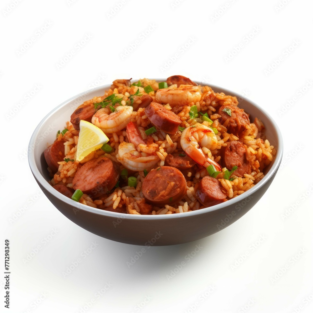 Jambalaya isolated on white background Jambalaya isolated on white background
